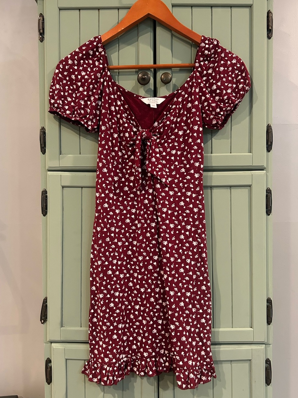 Miss Selfridge Burgundy Mini Dress with White Floral Print